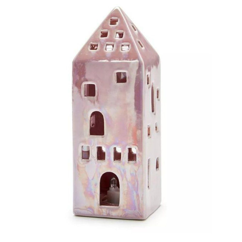 HOLIDAY LANE Pastel Prism Porcelain House LED Light-Up Decor, Pink - Picture 2 of 2
